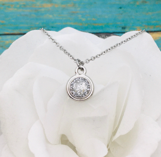 Dainty Round Cremation Necklace With Ashes
