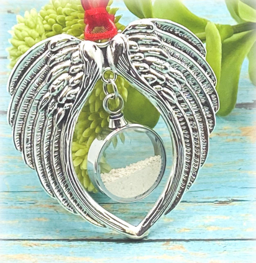 Angel Wing Fill At Home Glass Cremation Ornament, Urn Ornament For Ashes