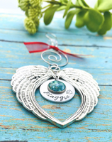 Angel Wing Cremation Ornament Made With Ashes, Memorial Ornament