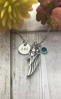 Stainless Steel Angel Wing Cremation Urn Pendant, Cremation Ashes Necklace, Personalized Cremation Necklace With Birthstone, Fill At Home Urn