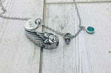 Stainless Steel Angel Wing Cremation Urn Pendant, Cremation Ashes Necklace, Personalized Cremation Necklace With Birthstone, Fill At Home Urn