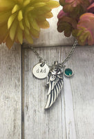 Stainless Steel Angel Wing Cremation Urn Pendant, Cremation Ashes Necklace, Personalized Cremation Necklace With Birthstone, Fill At Home Urn