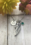 Stainless Steel Angel Wing Cremation Urn Pendant, Cremation Ashes Necklace, Personalized Cremation Necklace With Birthstone, Fill At Home Urn