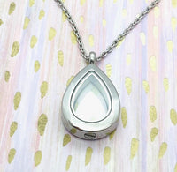 1" Teardrop Cremation Locket, Stainless Steel Ashes Urn, Memorial Pendant, Fill At Home Urn