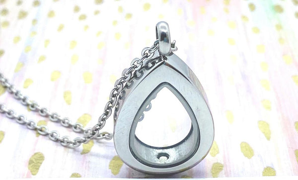 1" Teardrop Cremation Locket, Stainless Steel Ashes Urn, Memorial Pendant, Fill At Home Urn