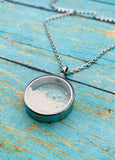 1" Stainless Steel Round Cremation Urn Locket, Glass Pendant For Ashes, Memorial Ash Necklace, Fill At Home Urn