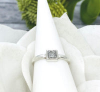 Square Cremation Ring, Sterling Silver Dainty Urn Ring With Ashes, 4mm Square