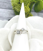 Square Cremation Ring, Sterling Silver Dainty Urn Ring With Ashes, 4mm Square